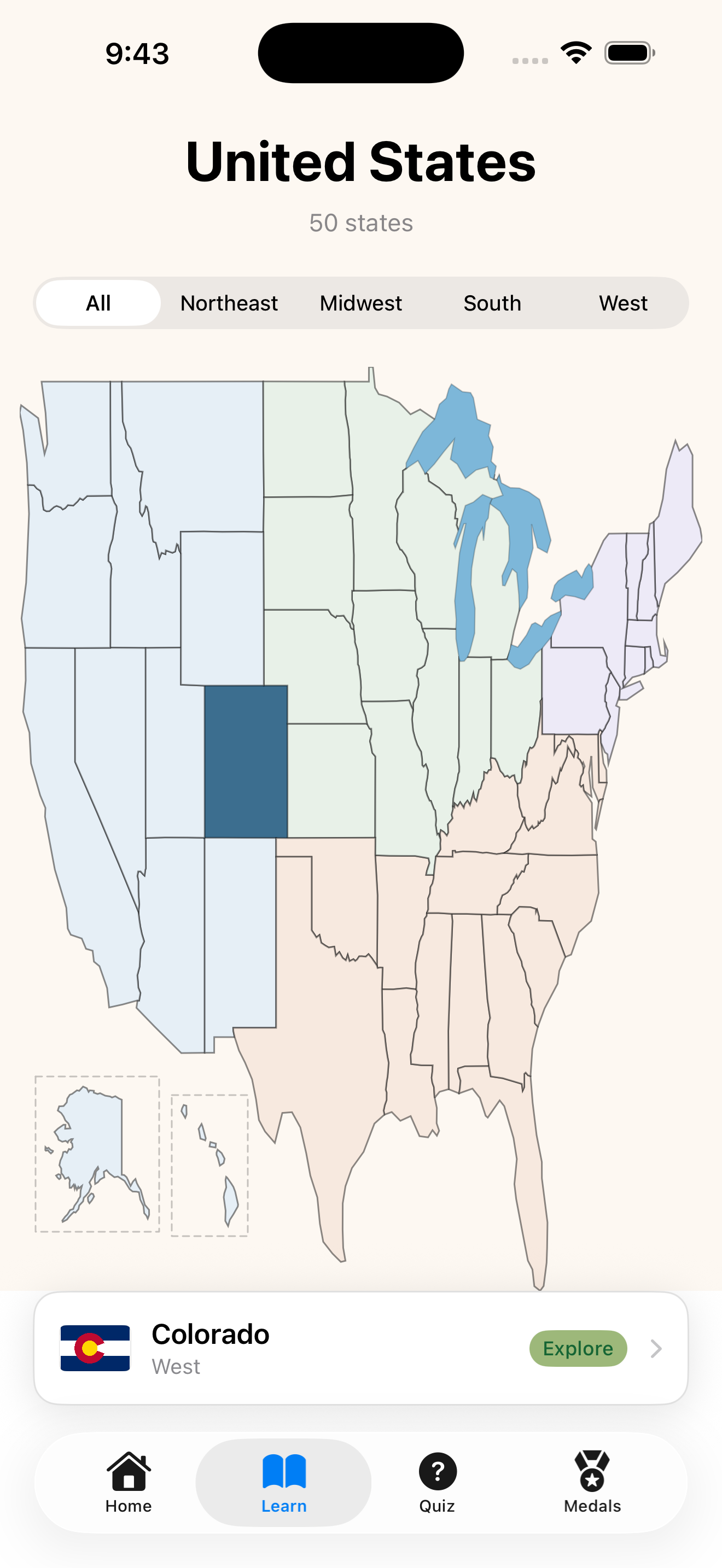 Interactive U.S. map